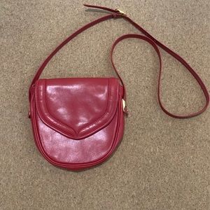 80s French Vintage Leather Red Crossbody